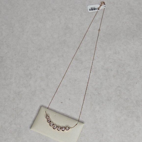 10K Rose Gold & Diamond Static Pendant Necklace 18.5 Inches 3.4 Grams 1/2TCW